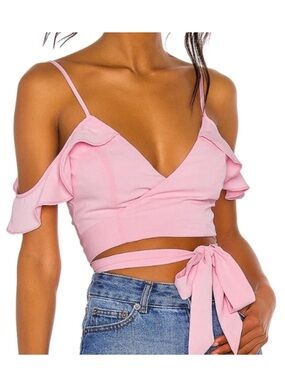 Superdown Tiffani Wrap Crop Top - Pink